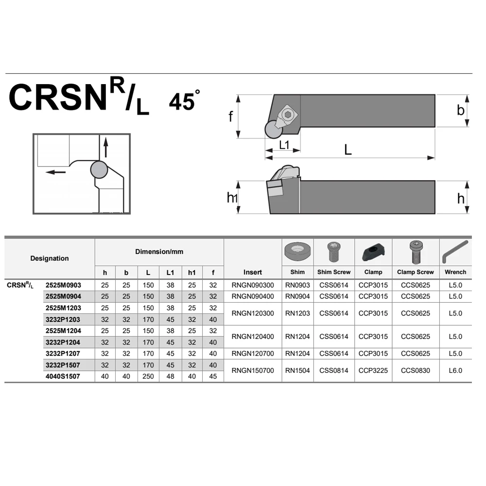 CRSNR CRSNL Tornio Taglierina Tornitura Bar Ceramica PCBN CBN Inserti Rotondi Portautensili per RNGN RNMN0903 RNGN0903 RNGN120400 RNMN120700