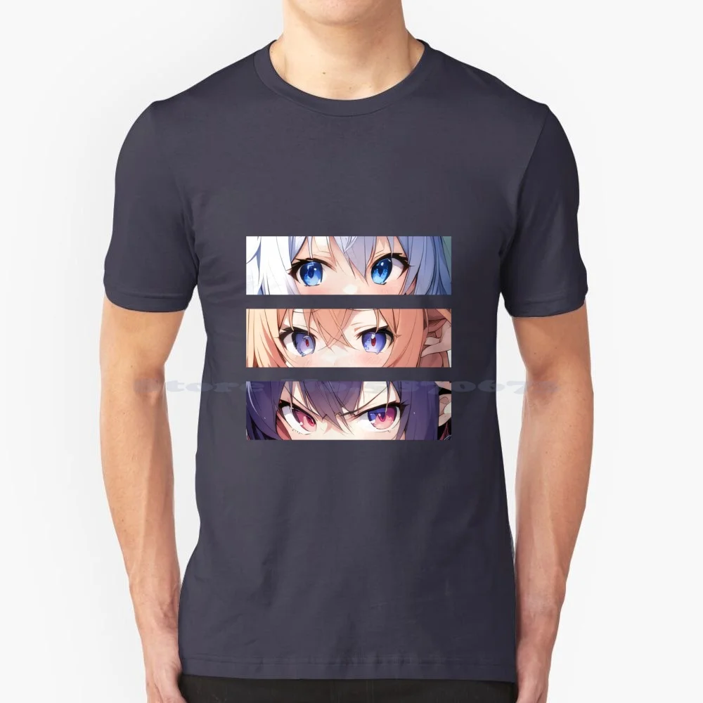 Anime Lewd Eyes T Shirt 100% Cotton Tee Manga Anime Girl Doujinshi Waifu Car Slap Heart Shaped Pupils Bumper Jdm Japanese