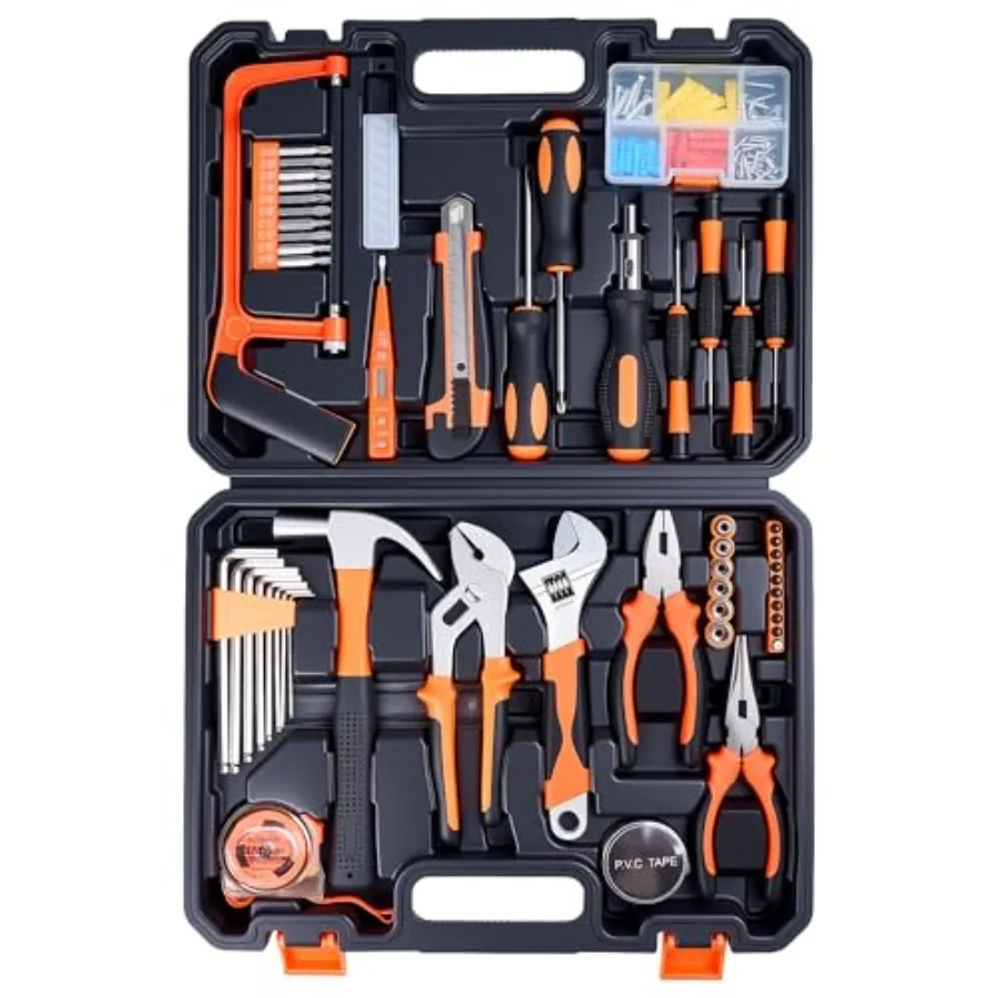 

160 Piece Tool Set for General Home Use with Durable Plastic Toolbox Essential Household Repair Kit Ideal for DIY Projects Perf