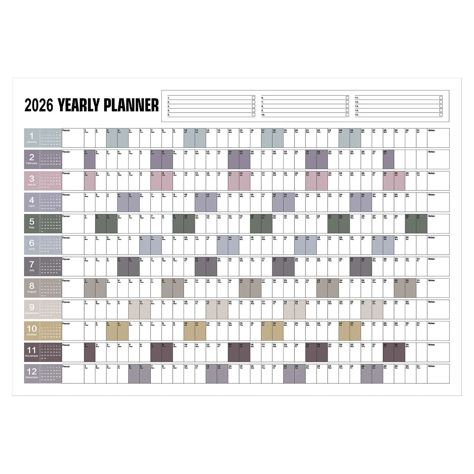 

Yearly Wall Calendar Large 2026 Paper Planner Jumbo Monthly Organizer Big Print Wall Calendar Poster Home Office Family Schedule