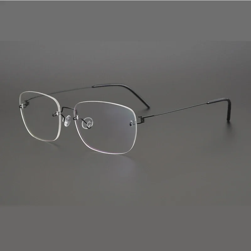 Danish retro ultra light alloy frameless square optical prescription glasses frame for men and women