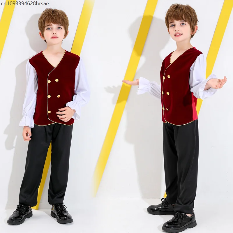 

Medieval Russian National Costume Cultural Festival Drama Art Drama Stage Performance Outfit for Children Boys Economic