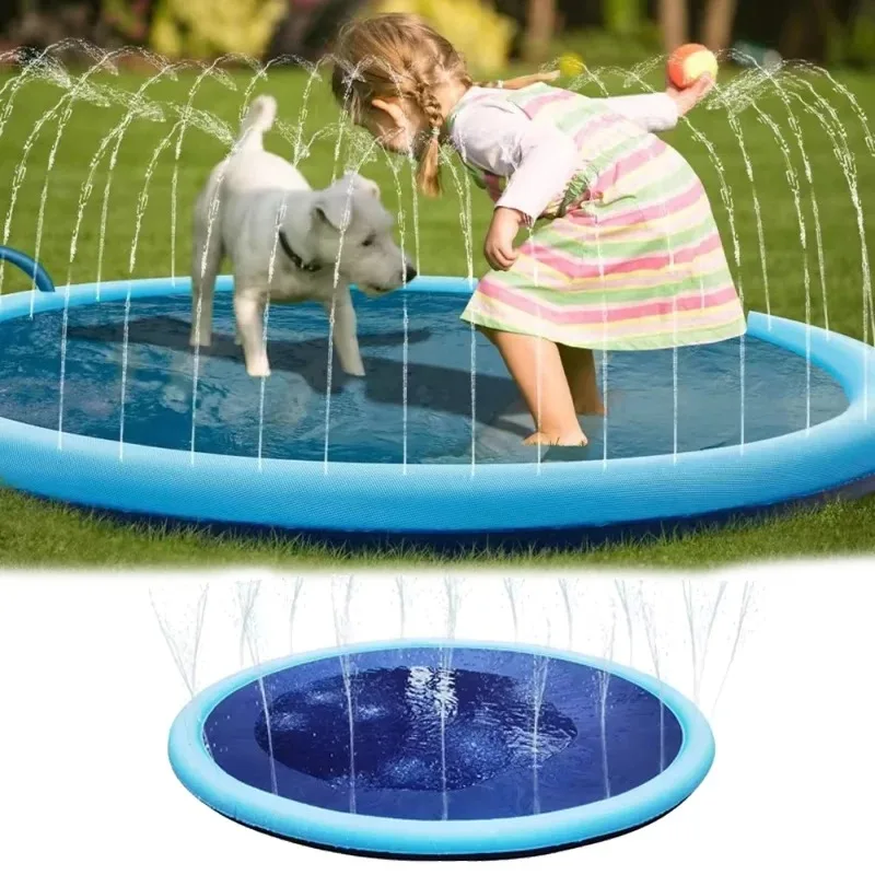 PVC Water Spray Pad Summer Dog Toys Pet Kids Outdoor Swimming Pool Splash Sprinkler Mat Lawn Beach Interactive Play Water Tools