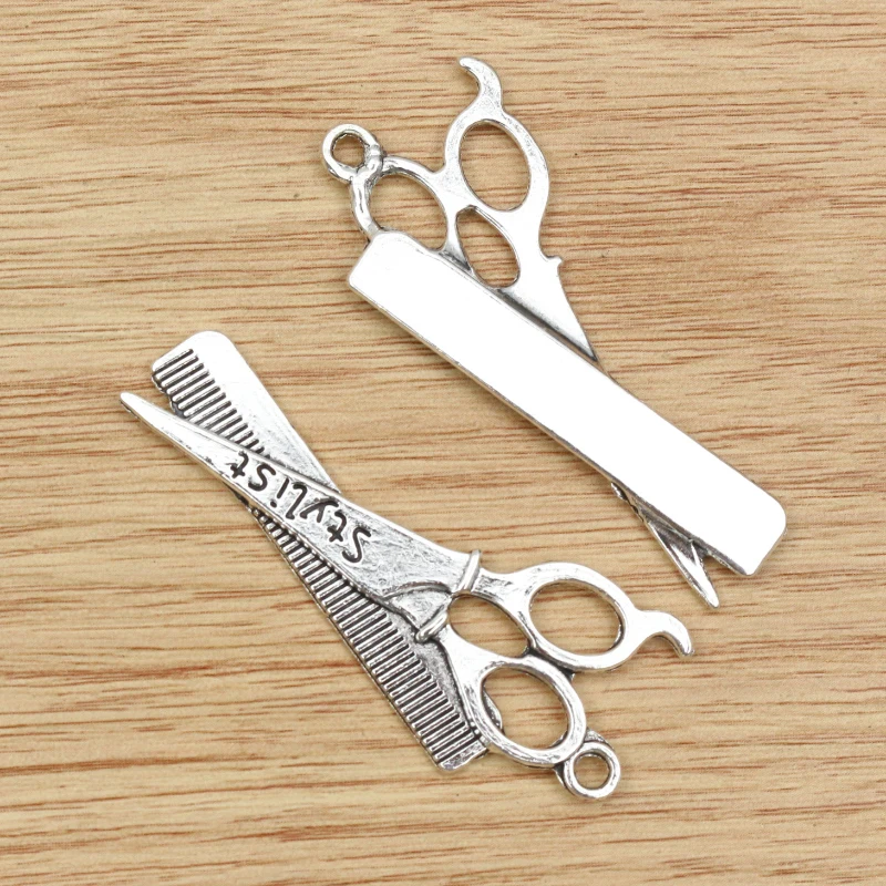 4pcs 54x22mm Antique Sliver Plated Scissors Pendant Handmade Charms Pendant:DIY for bracelet necklace