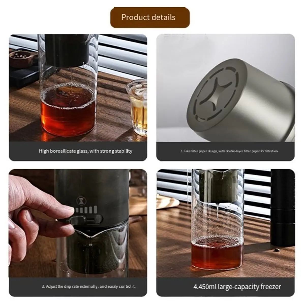 Home Tool Ice Drip Coffee Pot: Hand Brewed Cold Brew Coffee Maker Set with Glass Drip Sharing Ice Drip Pot