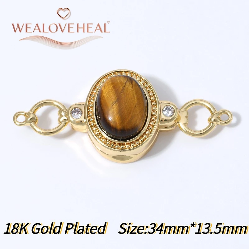 1 Stück 18K vergoldete Messing-Ovalbox mit Magnetverschluss und Mikro-Pavé-Zirkonia mit Edelstein für DIY-Halsketten, Armbänder und Schmuckherstellung – Detail 19