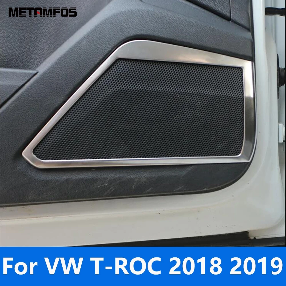Interior Door Loudspeaker Audio Sound Speaker Cover Trim For Volkswagen VW T-ROC TROC 2018 2019 Stainless Steel Car Accessories