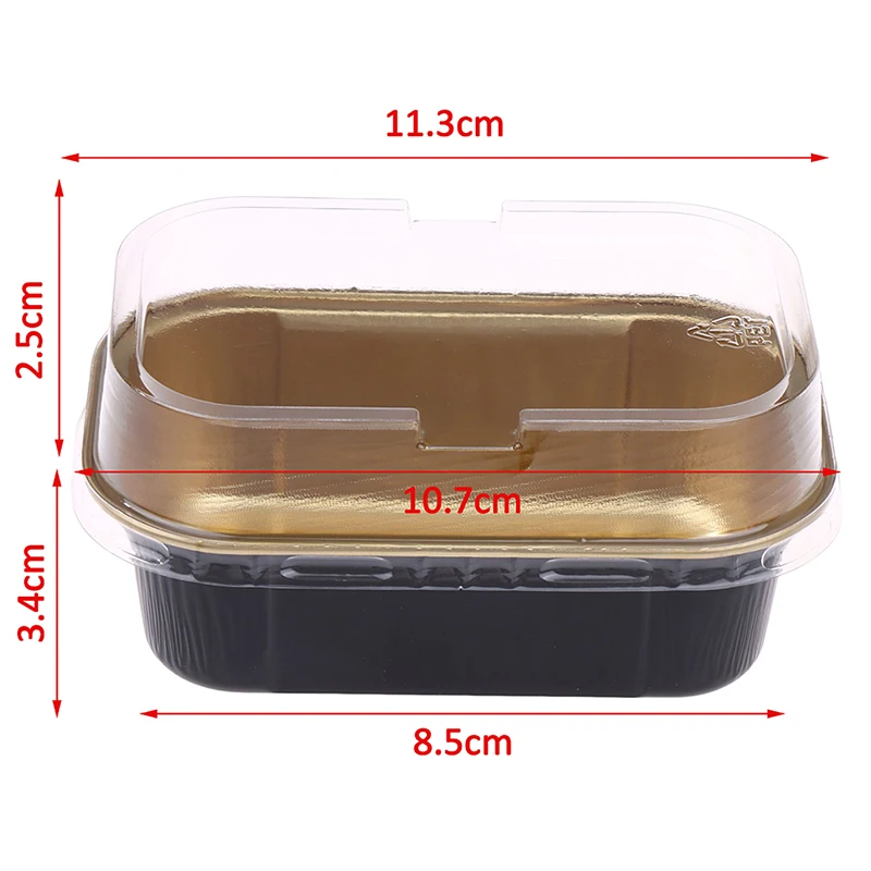 10Pcs Baked Pudding Cake Grilled Cheese With Lid Rectangular Colored Aluminum Foil Baking Cup