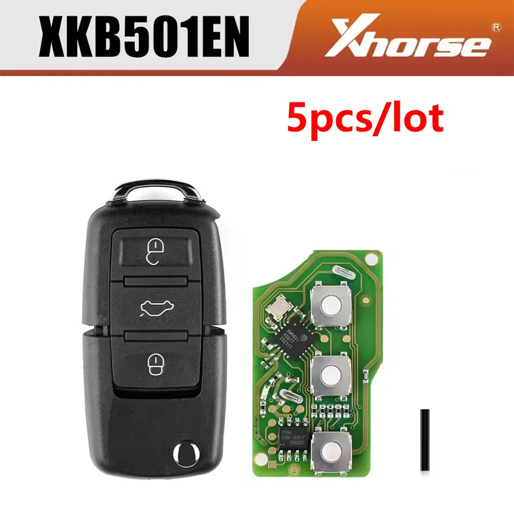 

5pcs/lot XHORSE XKB501EN Wire Remote Key 3 Buttons For VW B5 Type