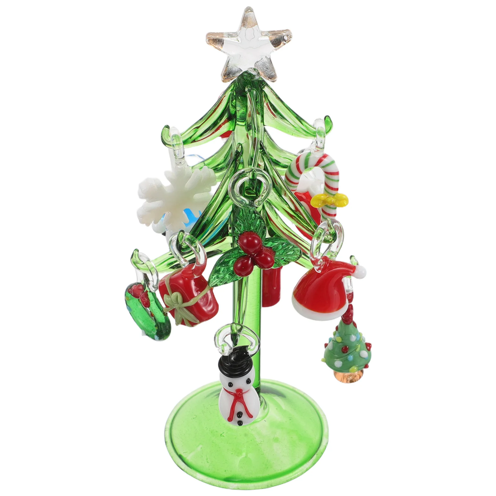 

Small Crystal Tree Desktop Ornament Glass Christmas Tree with Ornaments Creative Present for Home Office Festive Vibe