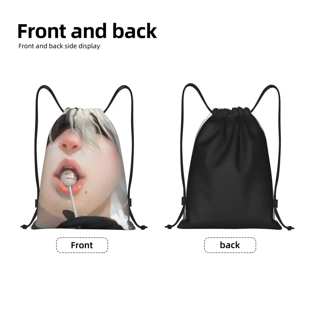 Custom 2B Nier Automata Boxer Drawstring Bag for Shopping Yoga Backpacks Men Women Anime Cartoon Game Sports Gym Sackpack