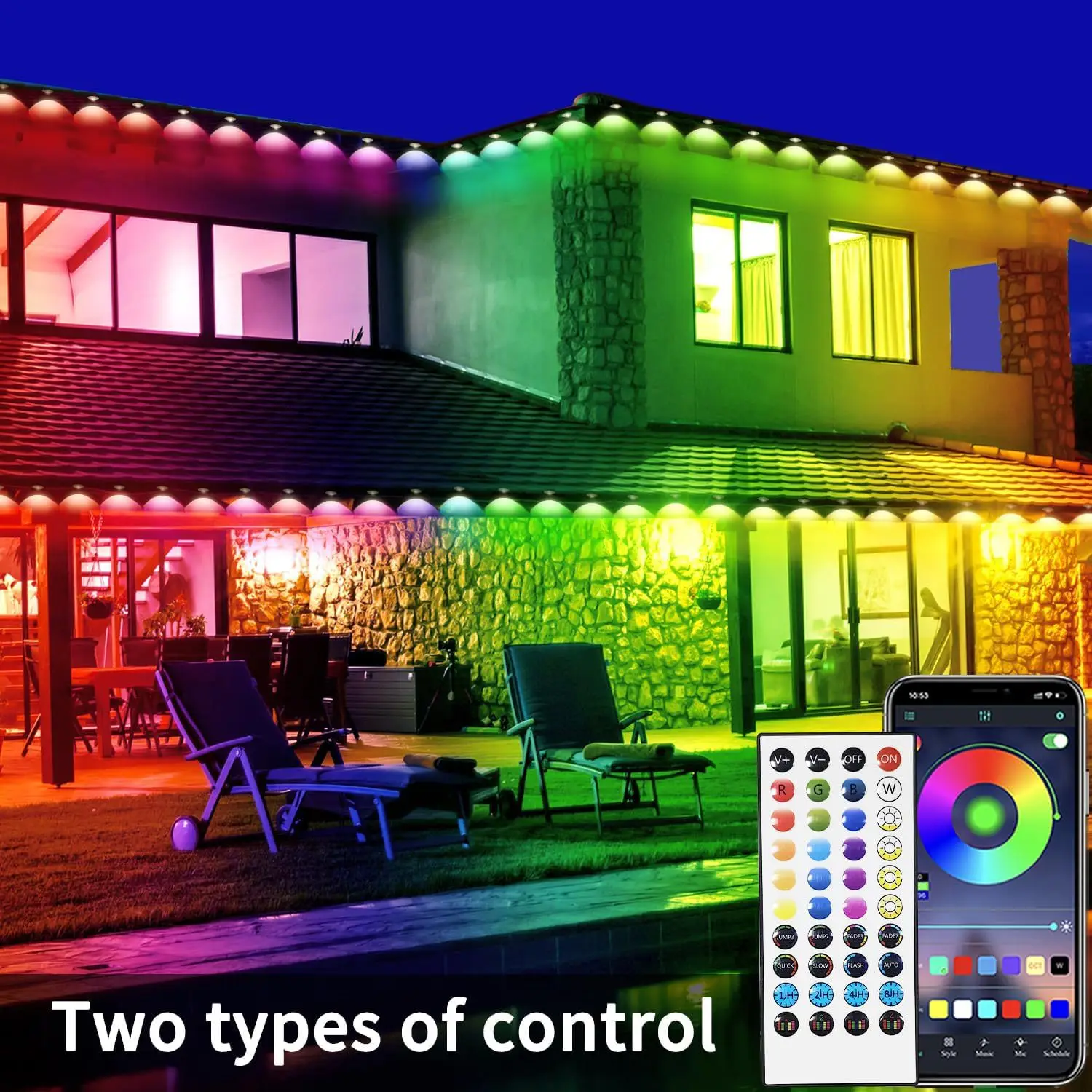 

RGB LED Eaves Lights 15M 30M 60M 90M Smart Bluetooth Permanent Outdoor Lights Waterproof Garden Lighting Strings Decor Lights