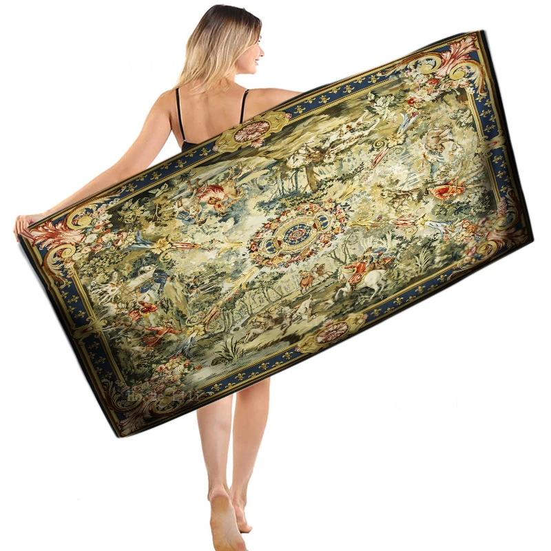 Medieval Flemish Nobles Hunting Scene Louis Xiv As The Embodiment Of Air Retro Quick Drying Towel By Ho Me Lili Fit For Fitness