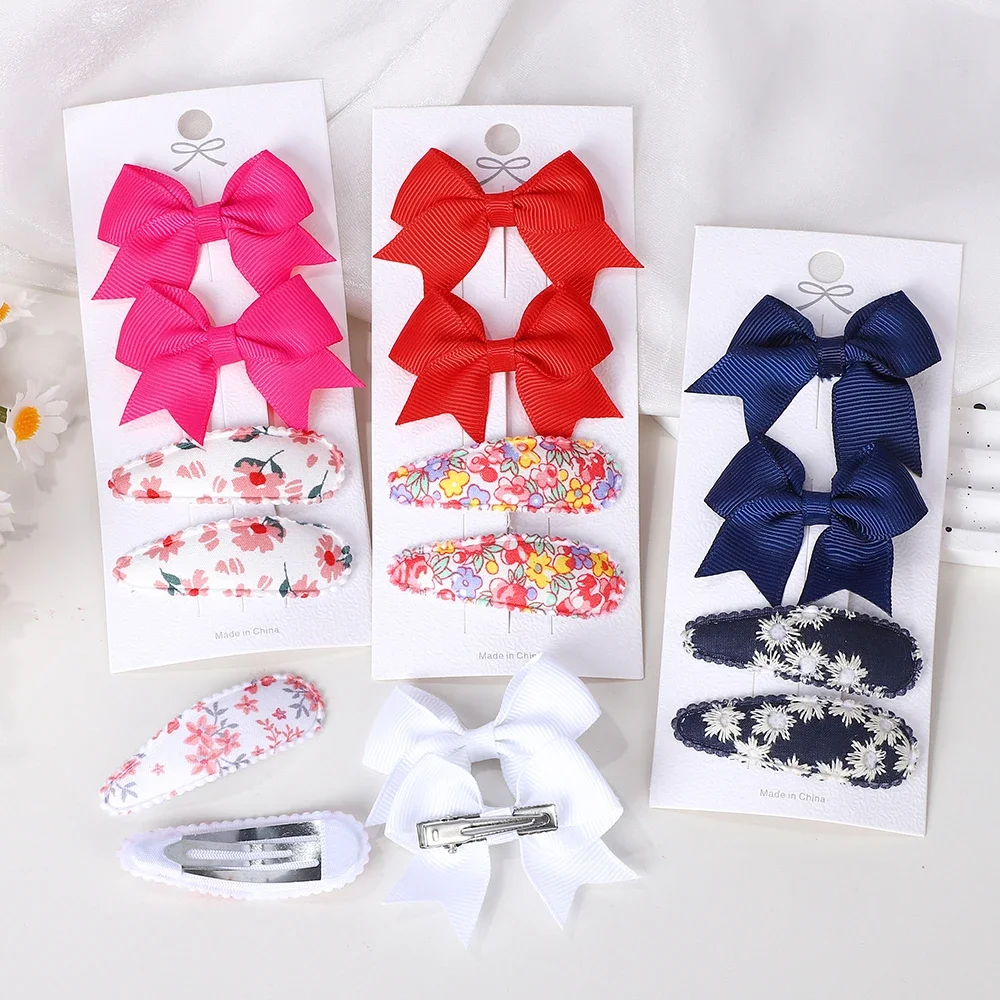 4 ชิ้น/เซ็ต Handmade น่ารัก BB คลิป Bows อุปกรณ์เสริมผมสําหรับเด็กทารกสไตล์ใหม่ Hairpin Barrettes เด็ก Headwear