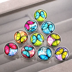 New 10pcs/lot Mixed Bohemia Pattern&Styles Charms 18mm Exotic Glass Snap Button For DIY Bracelet Snaps Jewelry 020110