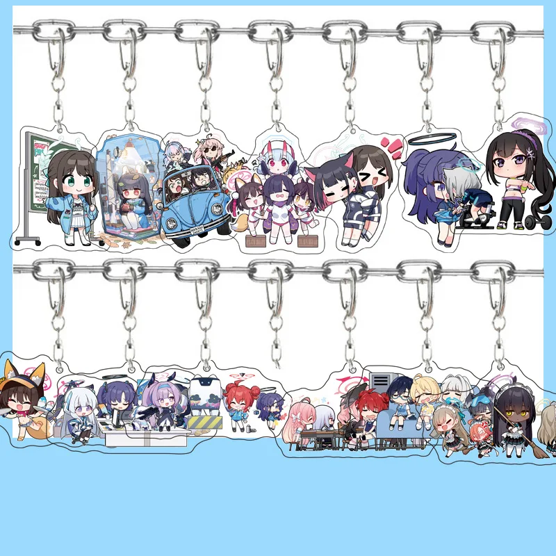 Anime Blue Archive Acrylic Figures Keychain Cartoon Cute Ichinose Asuna Bag Charms Fans Gift Women Pendant Chaveio Car Keyring
