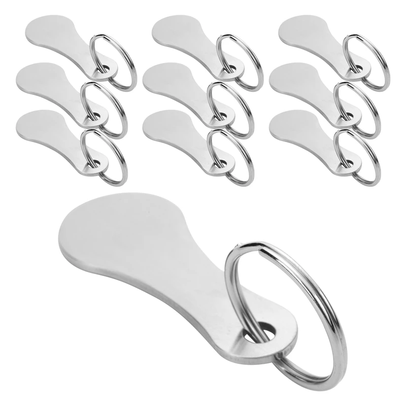 10 Pieces Of Stainless Steel Shopping Trolley Remover-Shopping Trolley Token As Key Ring-Can Be Detached Directly