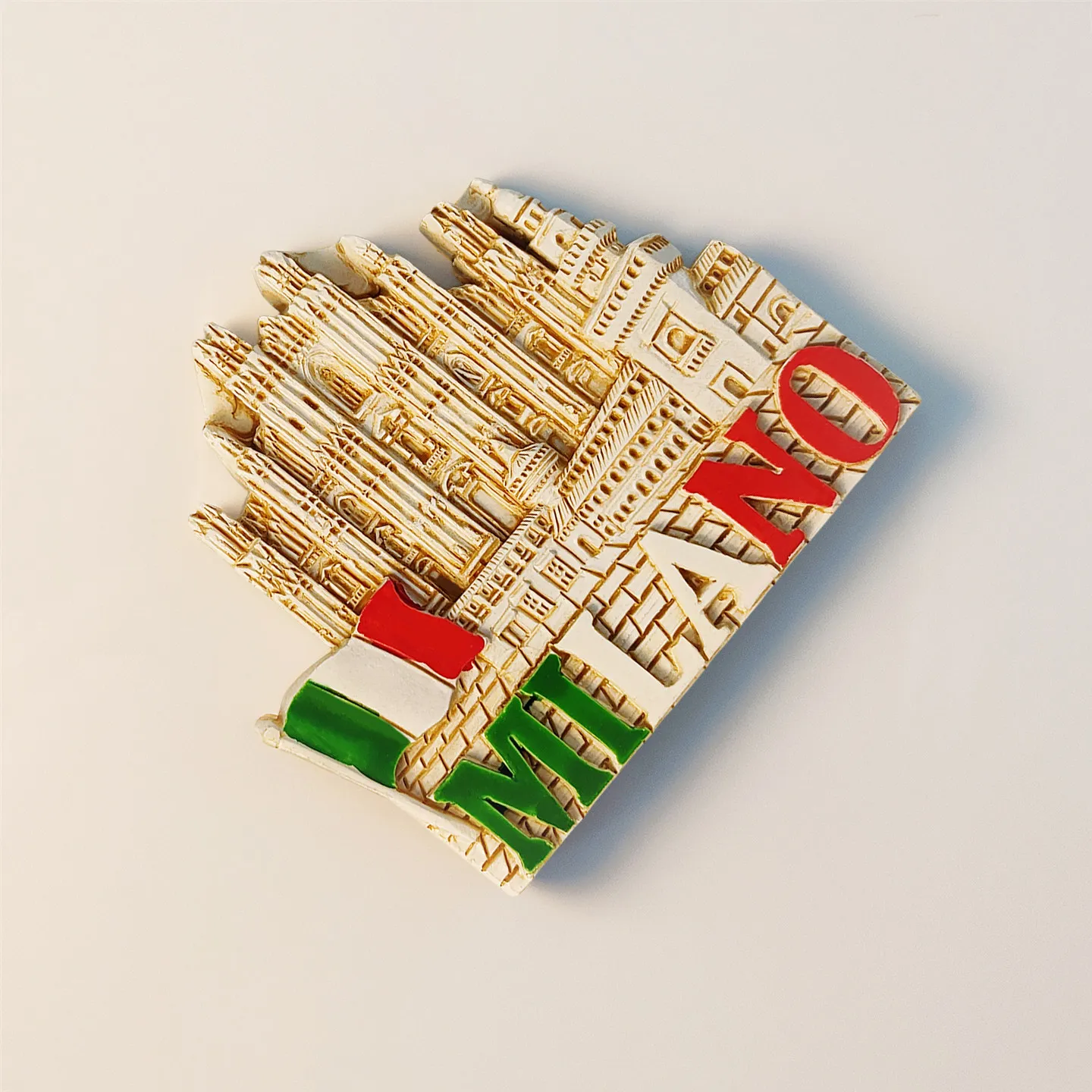 Italy Milan Church Tourist Souvenir 3D Painted National Flag Architectural Magnet Refrigerator Magnet Resin Material