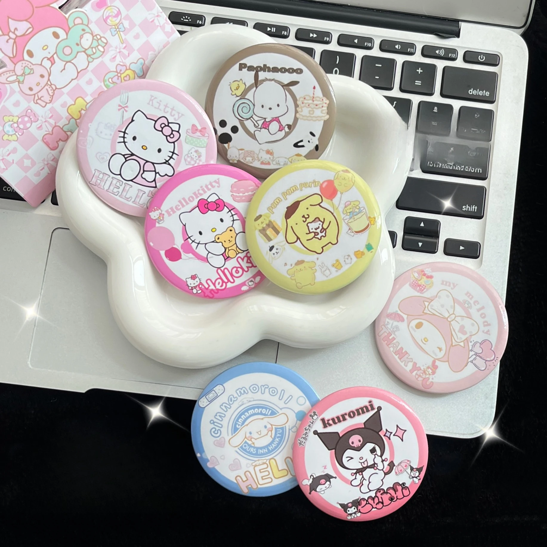 Miniso Sanrio Badge Kulomi KT Cartoon Brooch Pin ins Sweet and Cute Daily Variety Bag Accessories