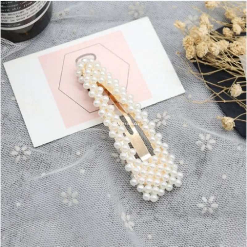 1pcs Handmade Pearls Hair Clips Pin for Women Fashion Geometric Flower Barrettes Headwear Girls Sweet Hairpins Hair Accessorie