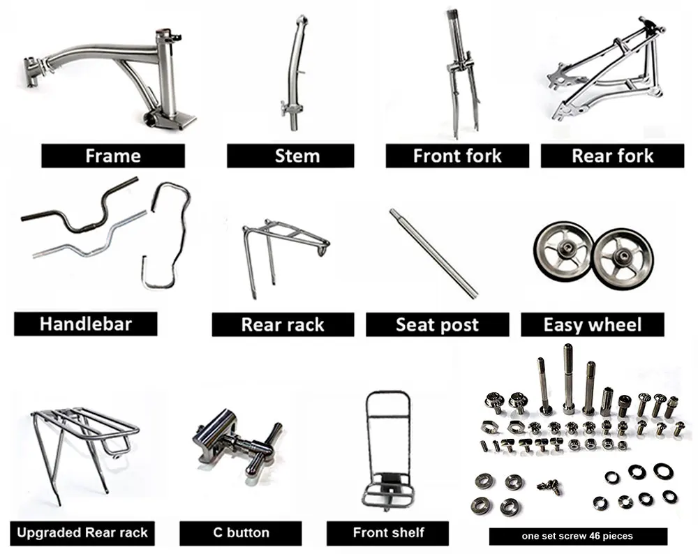 Titanium Alloy Front Fork For Brompton Folding Bike Light Threaded Fork 1&1/8" 16" Original Size Parts view 6