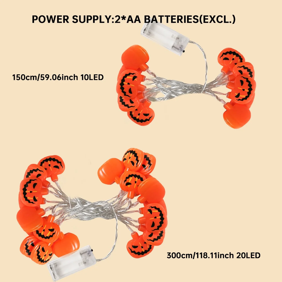 1 قطعة هالوين 10/20 LED طبقة واحدة اليقطين سلسلة أضواء بطارية تعمل للمنزل داخلي في الهواء الطلق هالوين الطرف الديكور #6