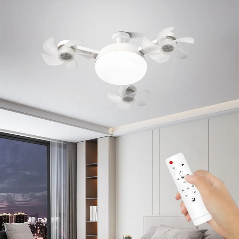 E27 Ceiling Fan Light Creative Drone Shaped LED Fan Lights Remote Control Dimming Silent Living Room Bedroom Home Electric Fans