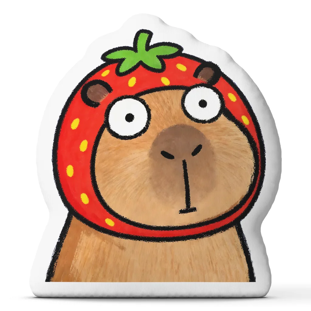 Cute Strawberry Capybara Throw Pillow Irregular Stuffed Cushion Cartoon Fruit Decorative Pillow for Sofa Bed Bedroom Home Decor