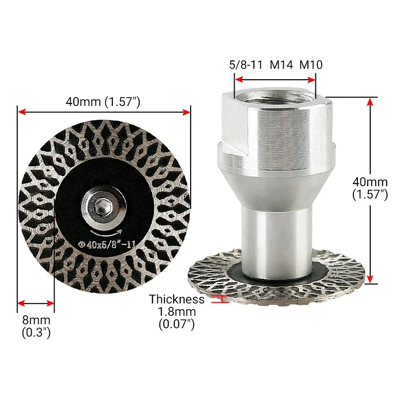 LOZLIN 5Pcs Diamond Saw Blade M14 / M10 / 5/8-11 Thread Flange Turbo Cutting Disc for Granite Marble Tile Concrete Stone Cutting