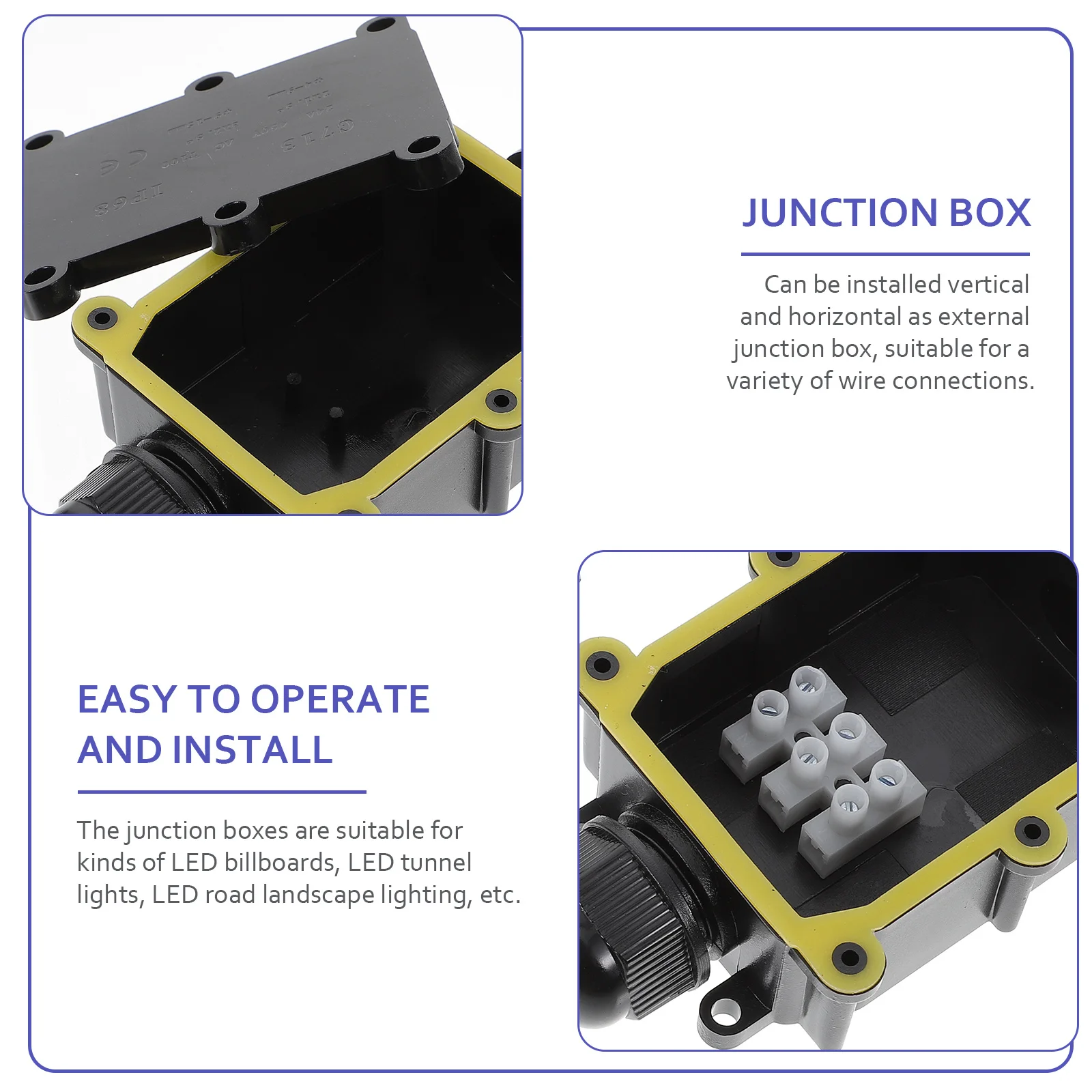 

Waterproof Junction Box Abs Plastic Corrosion Resistant High Temperature Outdoor Watertight Cable