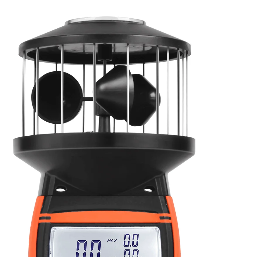 HP878 Handheld 360° Cup Wind Anemometer Air Velocity Meter with Compass Temperature Backlight LCD 4 Measuring Units For outdoor