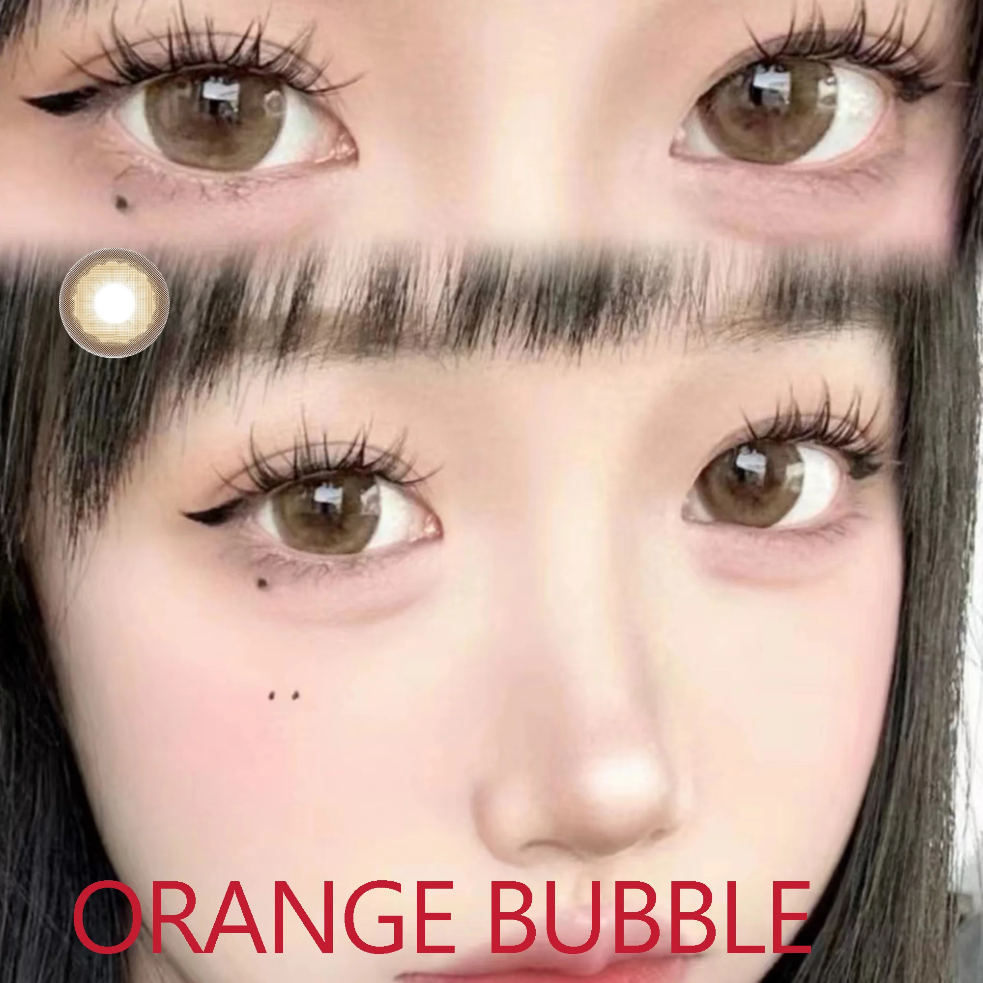 14.50mm Brown Dolly Eye Soft Contacts Lenses with Power for Eye Colors линзы для глаз цветные Orange Bubble