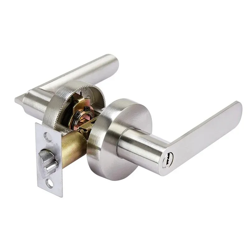 Silent Room Door Lock Round Door Lock Interior Door Handle Lock with Lock Core/latch with Key Aluminum Alloy Handle Lock