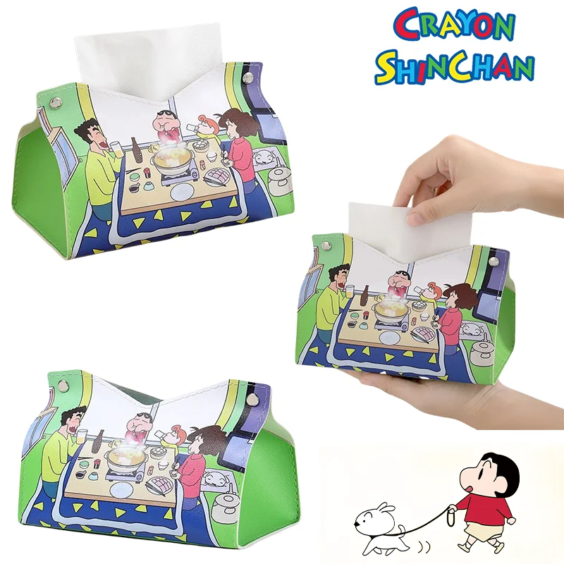 

Crayon Shin-chan Cartoon Tissue Storage Box Anime Fashion Waterproof Pu Leather Tissue Napkin Holder Household Office Supplies