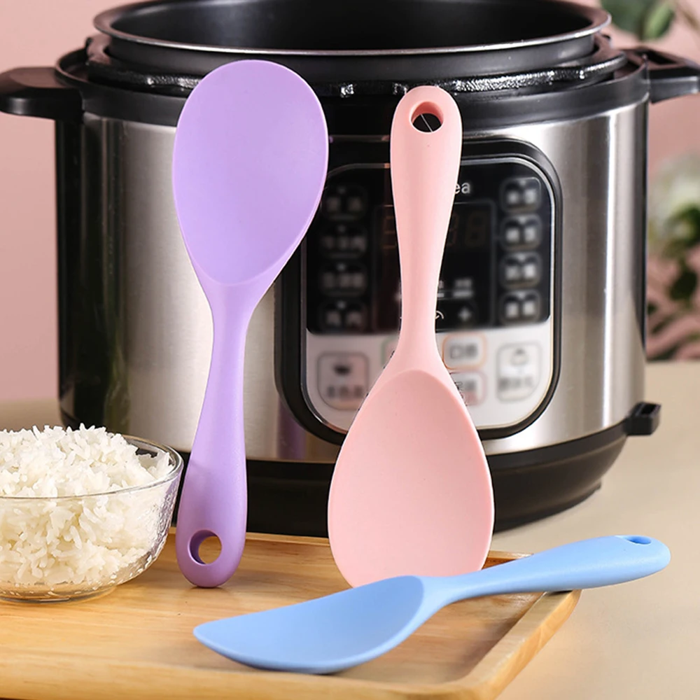 1PC Food Grade Silicone Rice Spoon Household non Stick Pot Cooking Spoon High-temperature Resistant Kitchen Tools