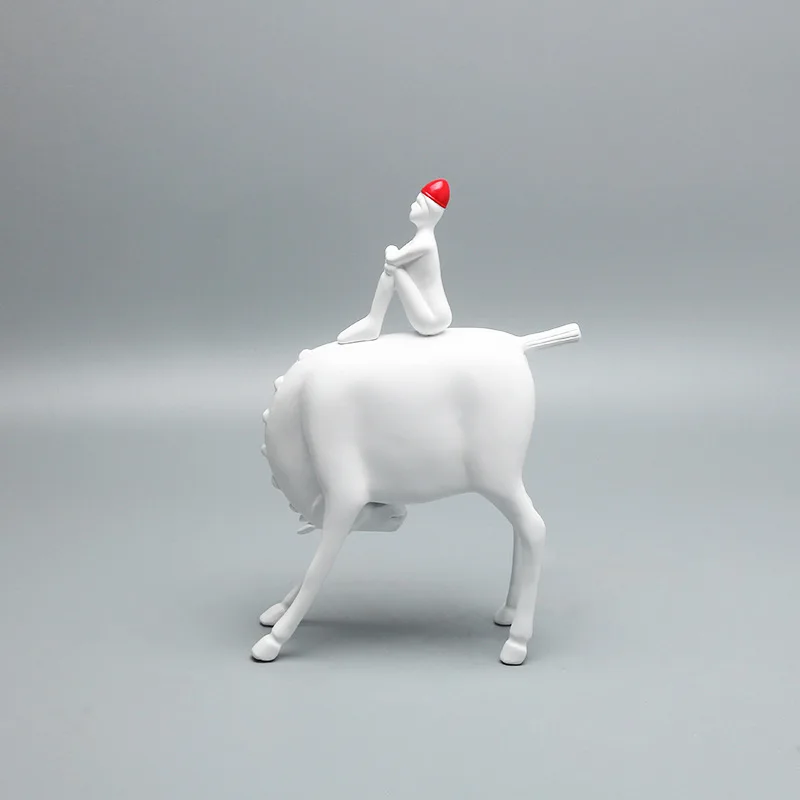 

Minimalist Horse Riding Figure Crafts White Character Resins Sculpture Desk Decoration Ornaments Statue Aesthetic Room Decor