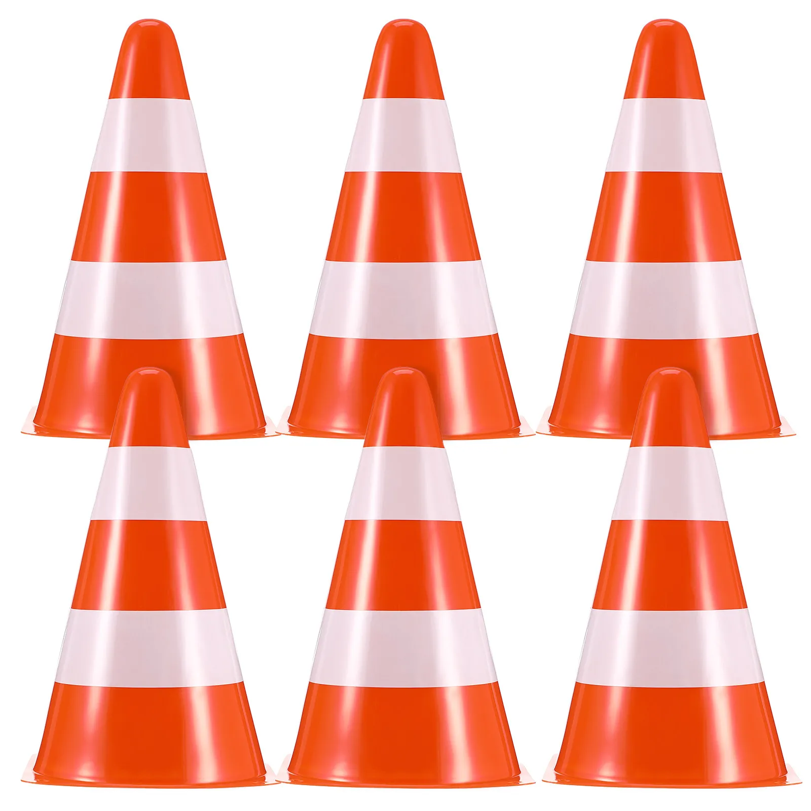 

6Pcs High Visibility Plastic Traffic Safety Cones Stackable for Road Construction Parking Barrier Plastic Cones