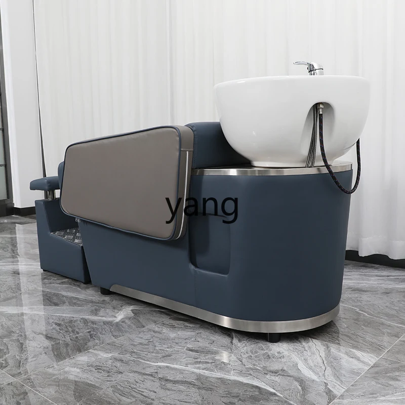 سرير شامبو لصالون الشعر الأحمر الصافي من LTT، سرير شامبو للشعر بسيط شبه مستلق