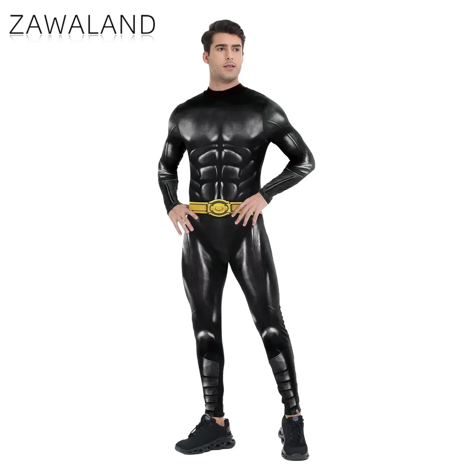 Zawaland Superhero Cosplay Costume Adult Men Catsuit Jumpsuit Fancy 3D Printed Disguise Party Outfits Zentai Bodysuits