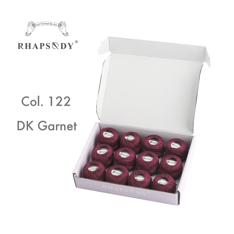 Rhapsody-Größe # 8-teiliges Set aus Baumwolle, Häkelgarn, Stickerei, Bastelnadel, Kreuzstich, ägyptische Baumwolle, merzerisiert, 12 Bälle