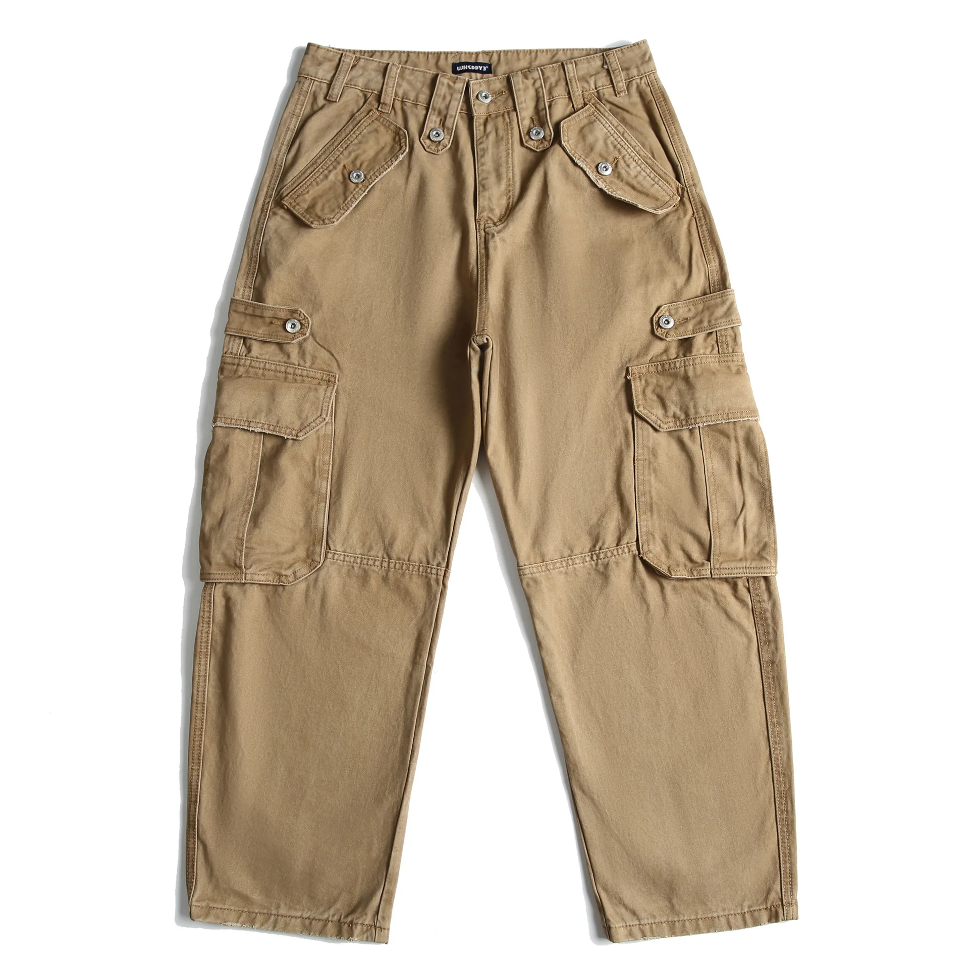 

Японские брюки-карго Amekaji в стиле ретро с несколькими карманами, 100% хлопок, свободные прямые потертые повседневные брюки унисекс с потертыми краями