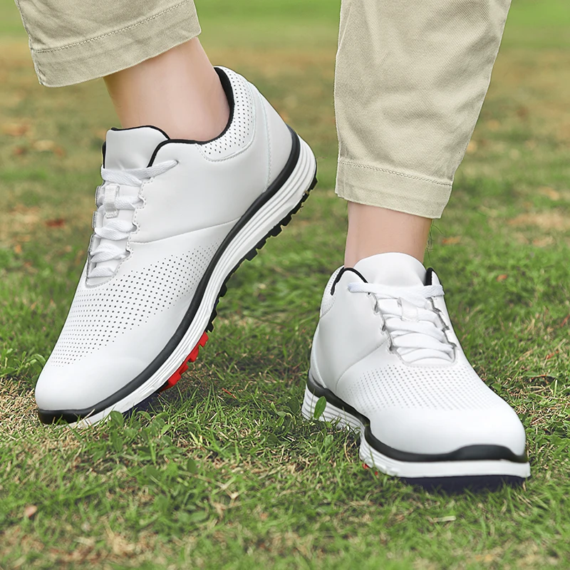 New Leather Golf Shoes for Men White Gray Women Sport Golfing Sneakers Good Quality Unisex Golf Sport Sneakers