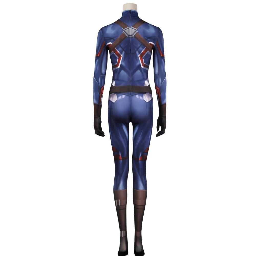 Halloween Carnaval Superheld Cosplay Kostuum Captain Carter Battle Jumpsuit Kostuum Zentai 3d Geprint Strakke Jumpsuit Cos