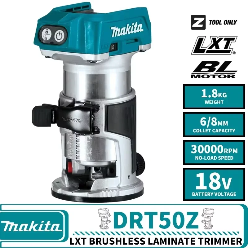 

Makita DRT50 DRT50Z DRT50ZJX9 LXT Brushless Cordless Laminate Trimmer 30000RPM 18V Electric Router Woodworker Carpenter Tools