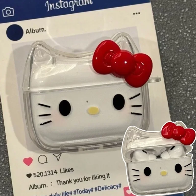 سانريو مرحبا كيتي Tpu ثلاثية الأبعاد سماعة واقية ل AirPods 1 2 3 4 Pro Pro2 الكرتون شامل سماعة شحن حافظة جديد