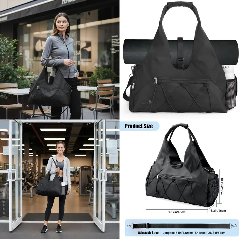 

Женская спортивная сумка с отделением для коврика для йоги, отсеком для обуви и влагонепроницаемыми карманами