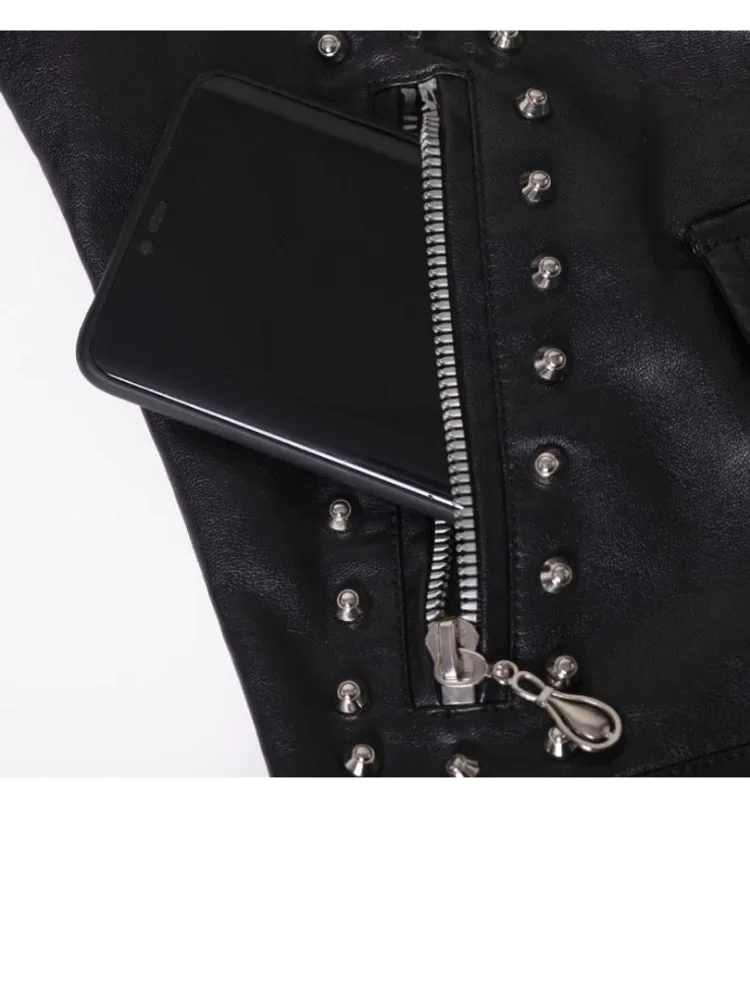 New Women Patchwork Leather Jackets Flower Embroidery Rivets Short Section Pu Leather Small Jackets Casual Motorcycle Coats