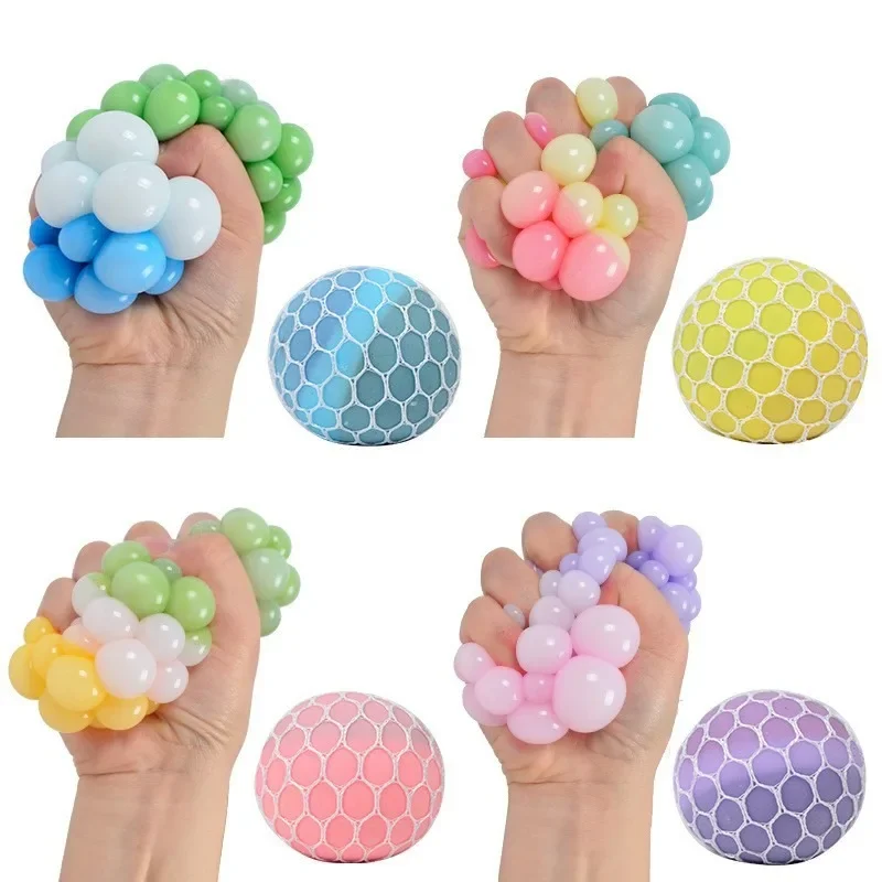 2Pcs 6CM Color Random TPR Soft Rubber Squeeze Balls Flour Grape Balls Stress Relief Squeeze & Release Toys