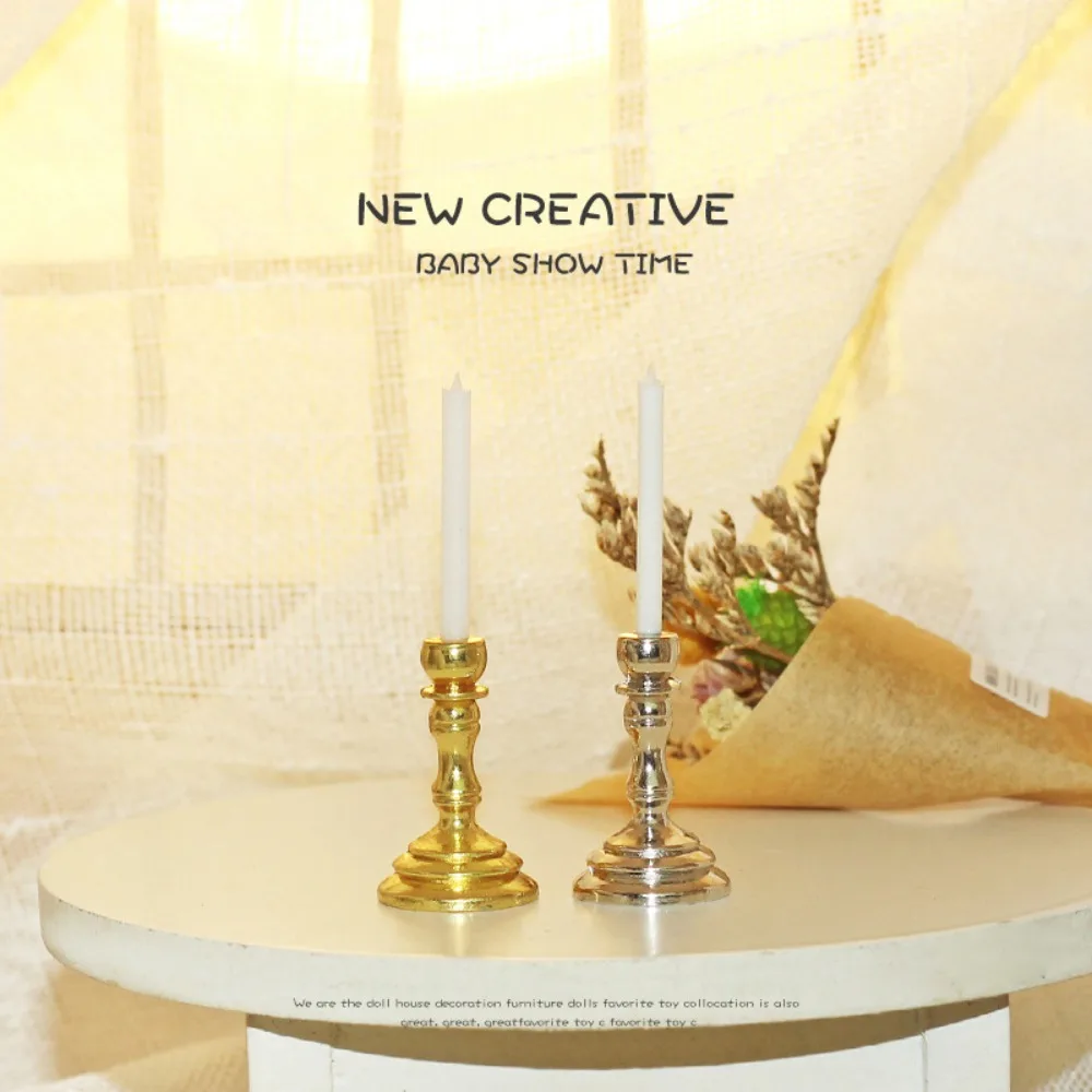 1:12 skala domek dla lalek miniaturowy świecznik żywica Mini świeczniki meble zabawki żywica syntetyczna śliczne miniaturowe świeczniki