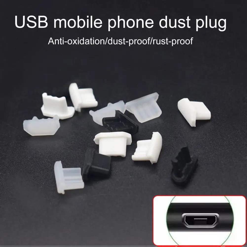 5Pcs Silicone Dust Plugs Phone Micro-USB Charging Port Protector Cover Micro-USB Anti-dust Plug Protective Dustproof Tampon